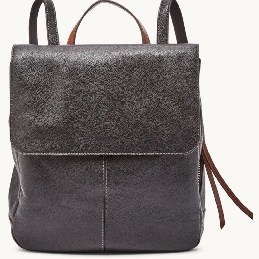 Fossil Black Leather Backpack